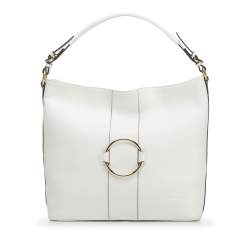 Кожаная сумка-шоппер с кольцом, белый, 92-4E-627-0, Фотография 1