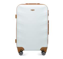Средний чемодан из ABS - пластика с коричневыми вставками, белый, 56-3A-232-88, Фотография 1