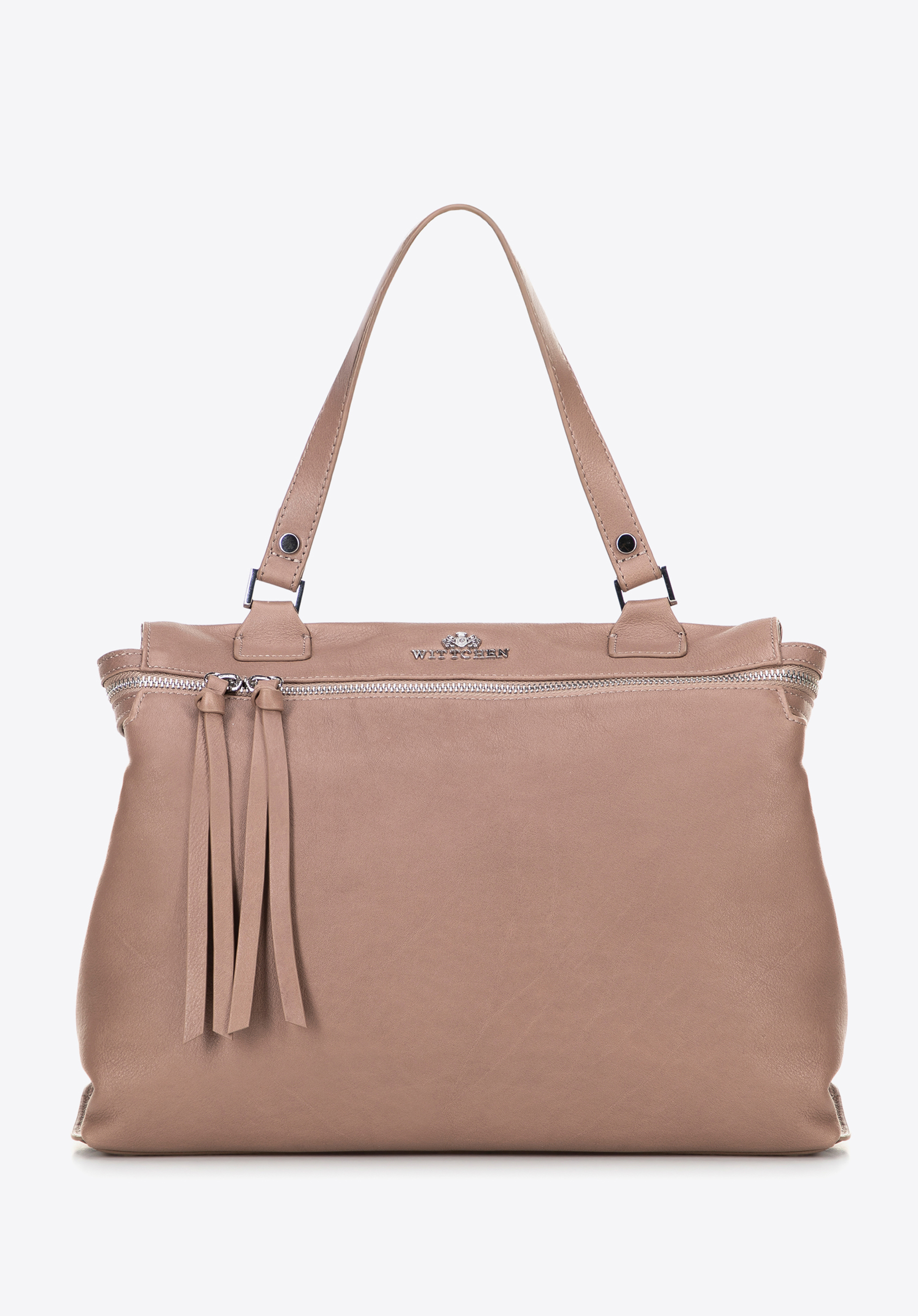 Жіночий саквояж з натуральної шкіри, бежевий, 100-4E-800-9, Фото 1