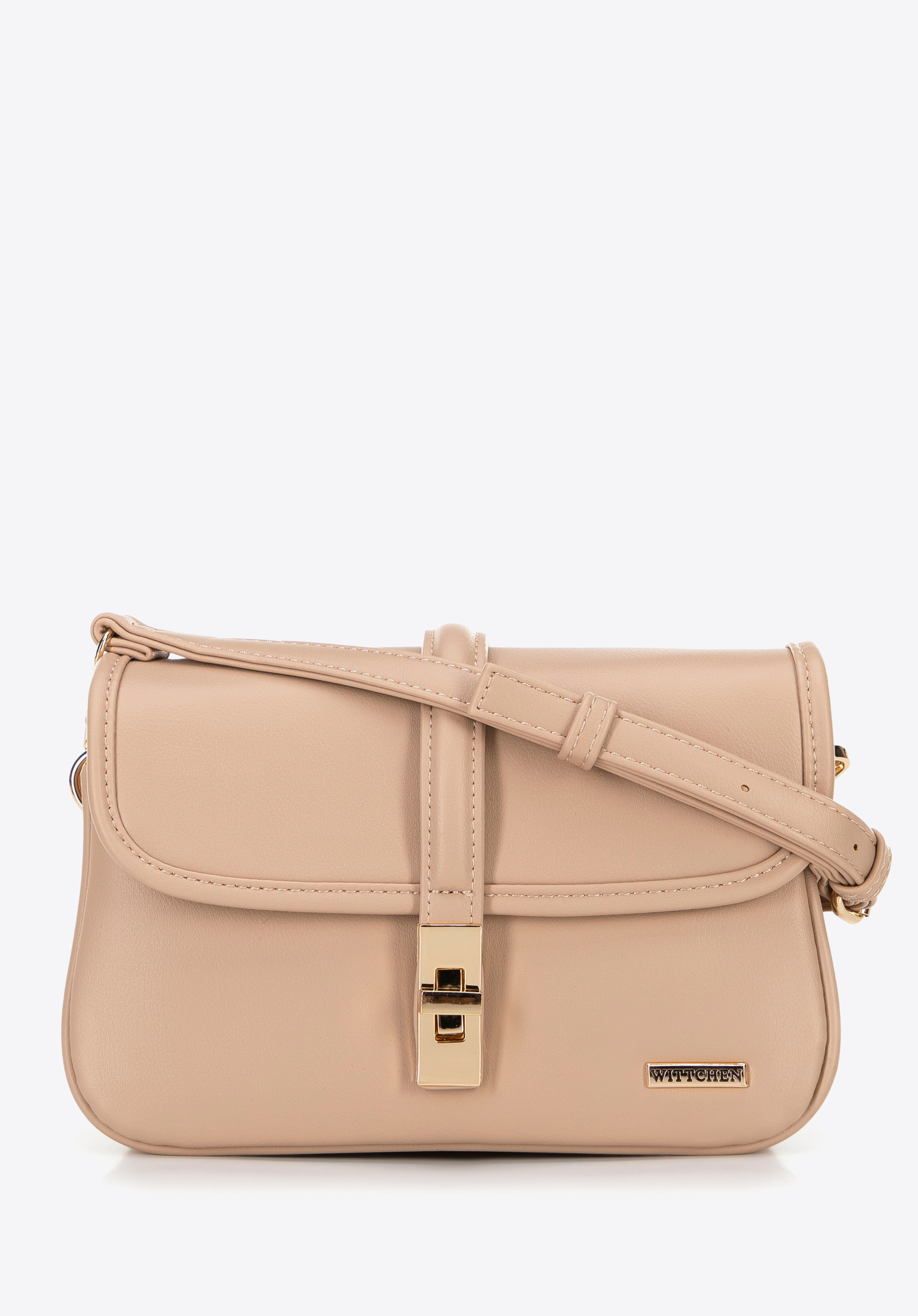 Маленька жіноча сумка через плече з пряжкою, бежевий, 100-4Y-200-9, Фото 1