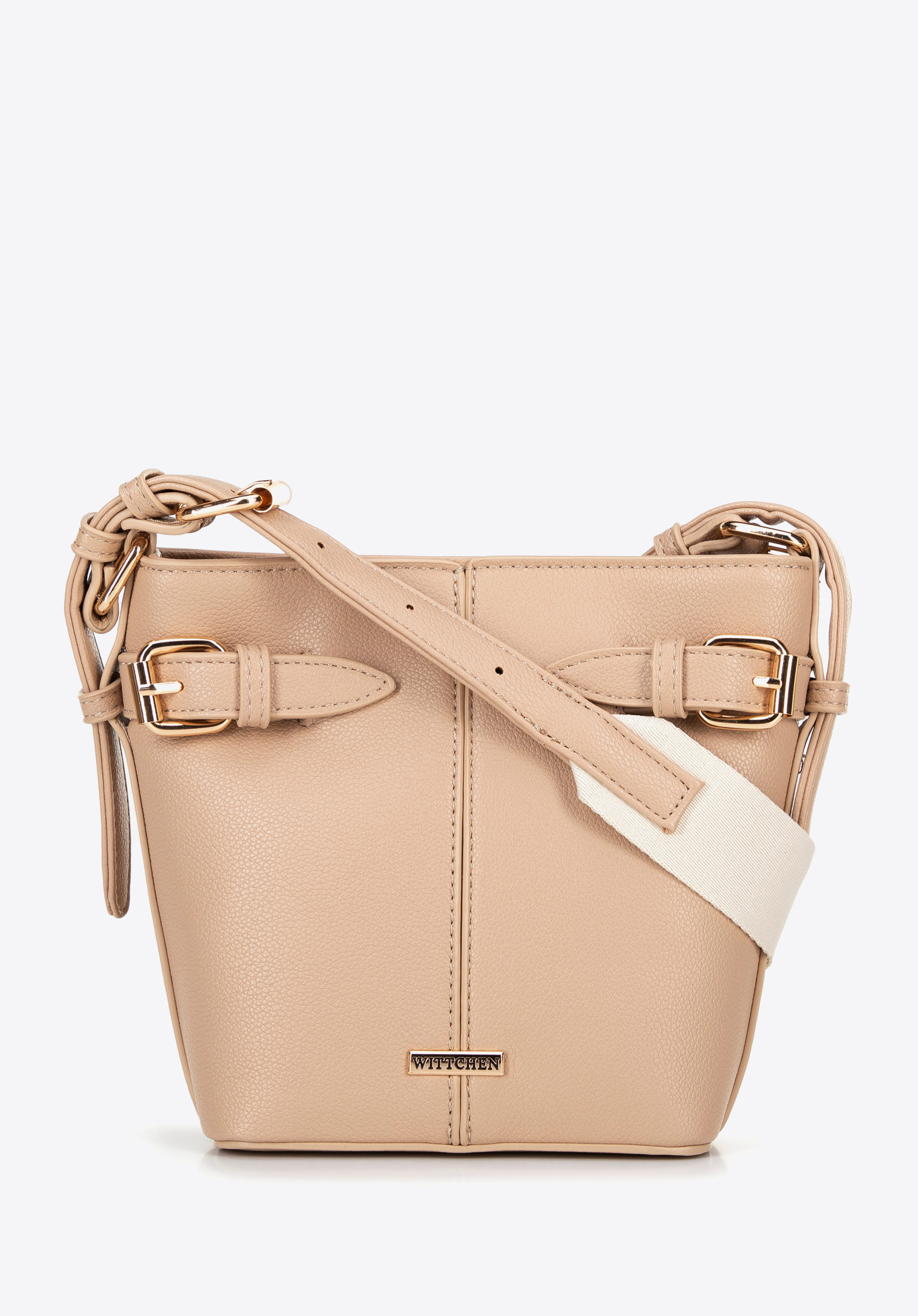 Маленька сумка-хобо з екошкіри, бежевий, 100-4Y-210-0, Фото 1