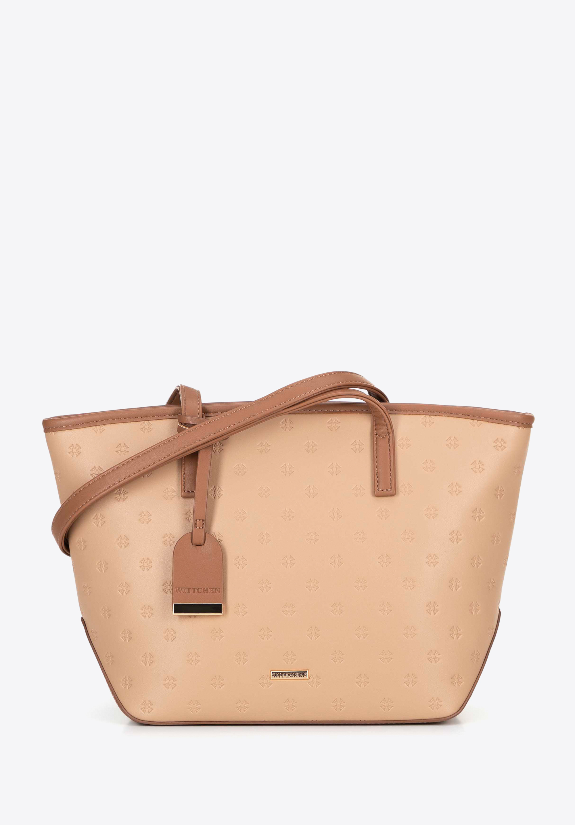 Жіноча сумка-шоппер з екошкіри середнього розміру, бежевий, 100-4Y-218-9, Фото 1