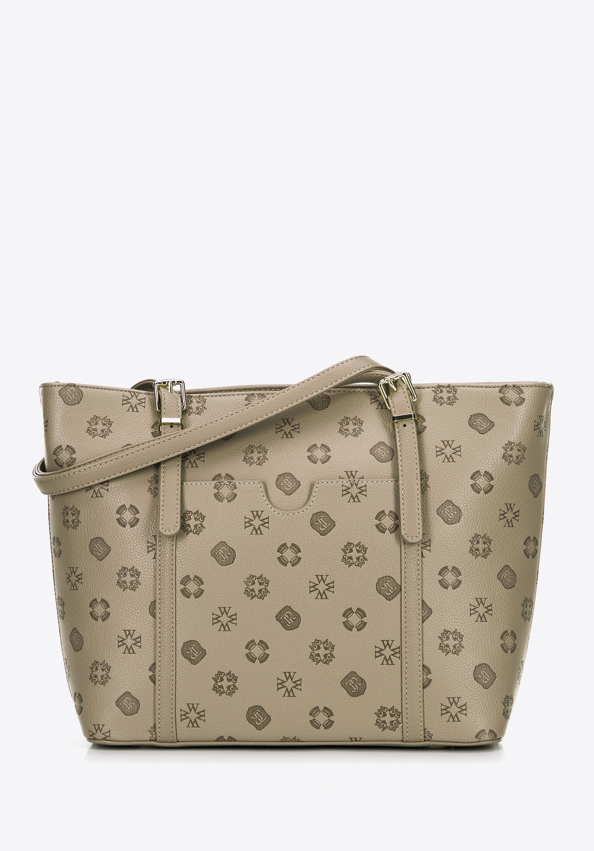 Жіноча сумка-шопер з екошкіри з тисненням бежева