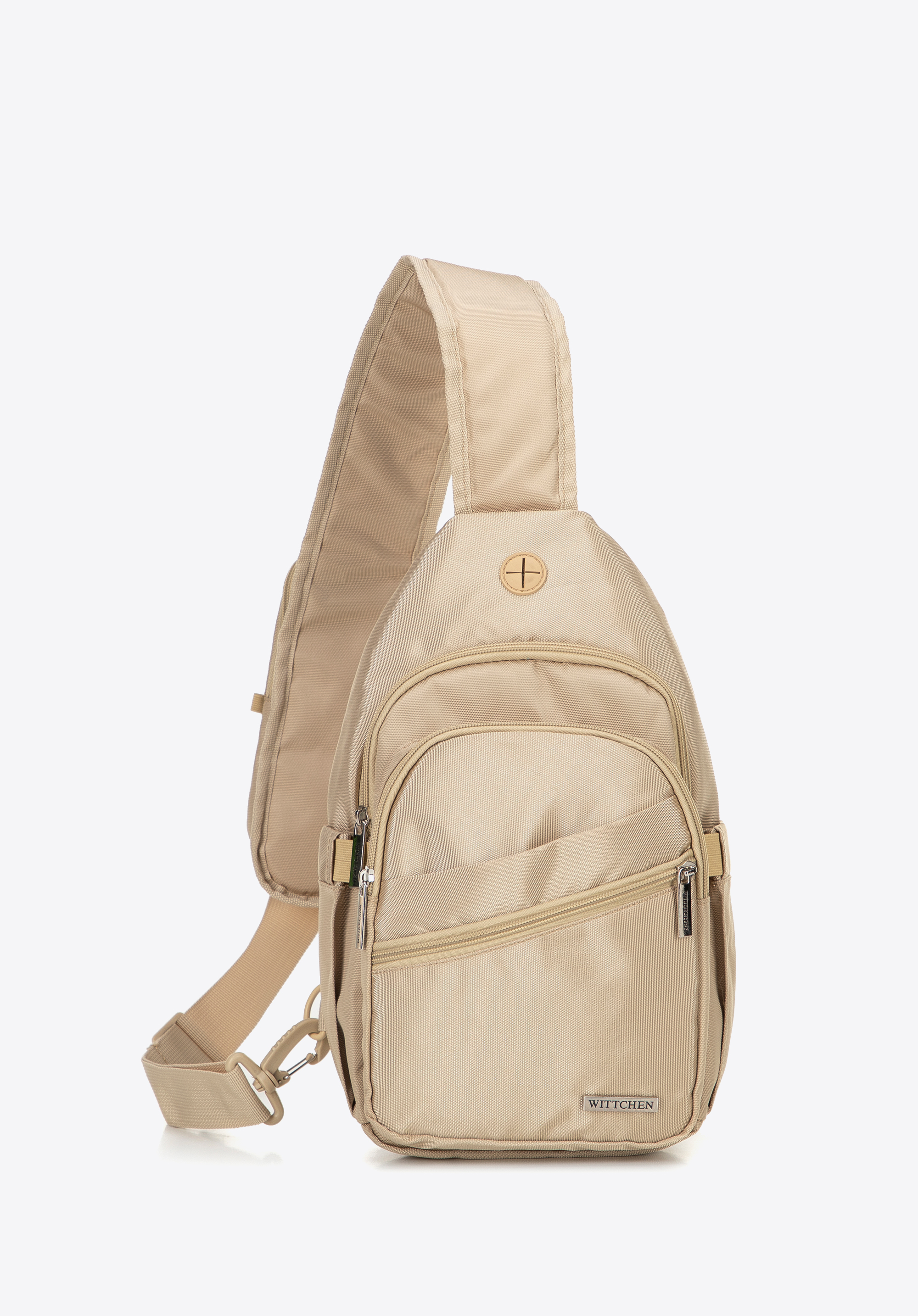 Рюкзак-слінг з поліестеру, бежевий, 29-3P-001-87, Фото 1