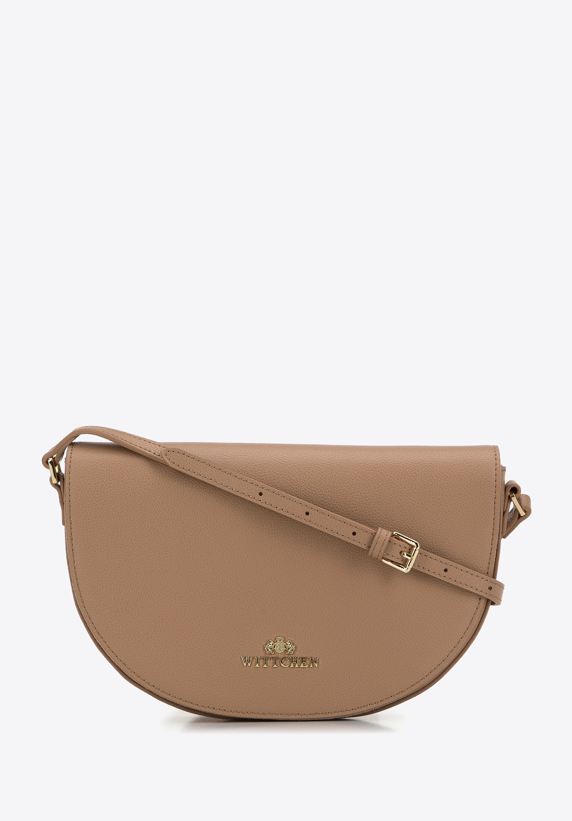 Жіноча підсідельна сумка з галькової шкіри, бежевий, 29-4E-024-P, Фото 1