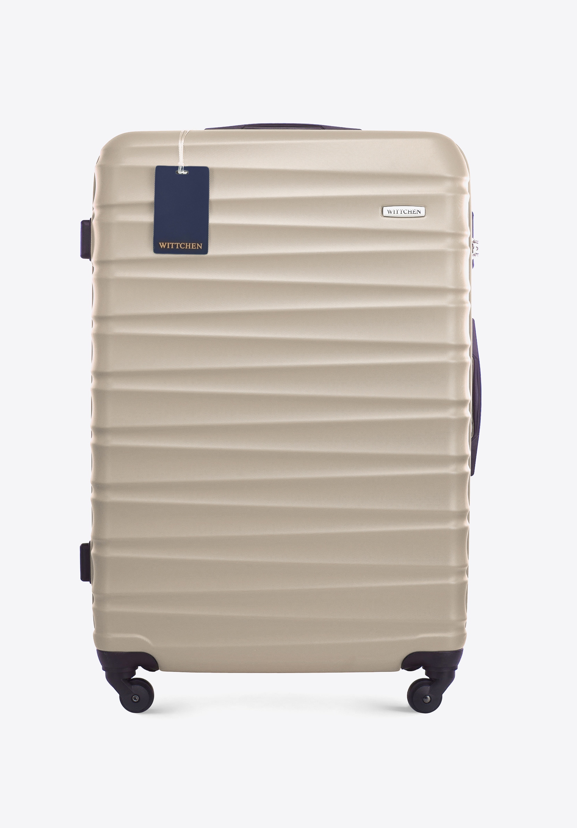 Велика валіза з ABS-пластику та багажна бирка з логотипом, бежевий, 56-3A-313-86Z6, Фото 1