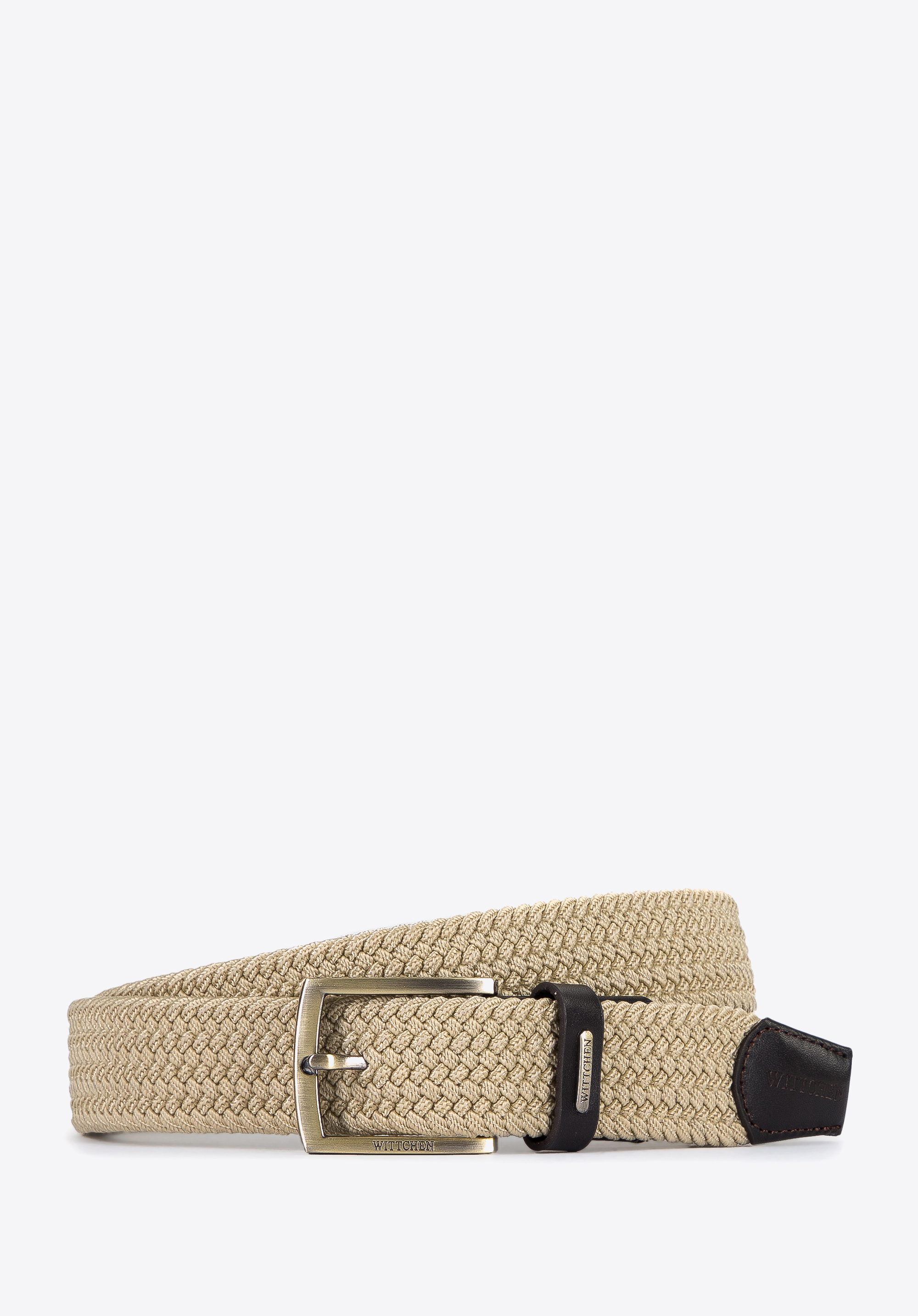 Чоловічий плетений ремінь, бежевий, 96-8M-916-4-130, Фото 1