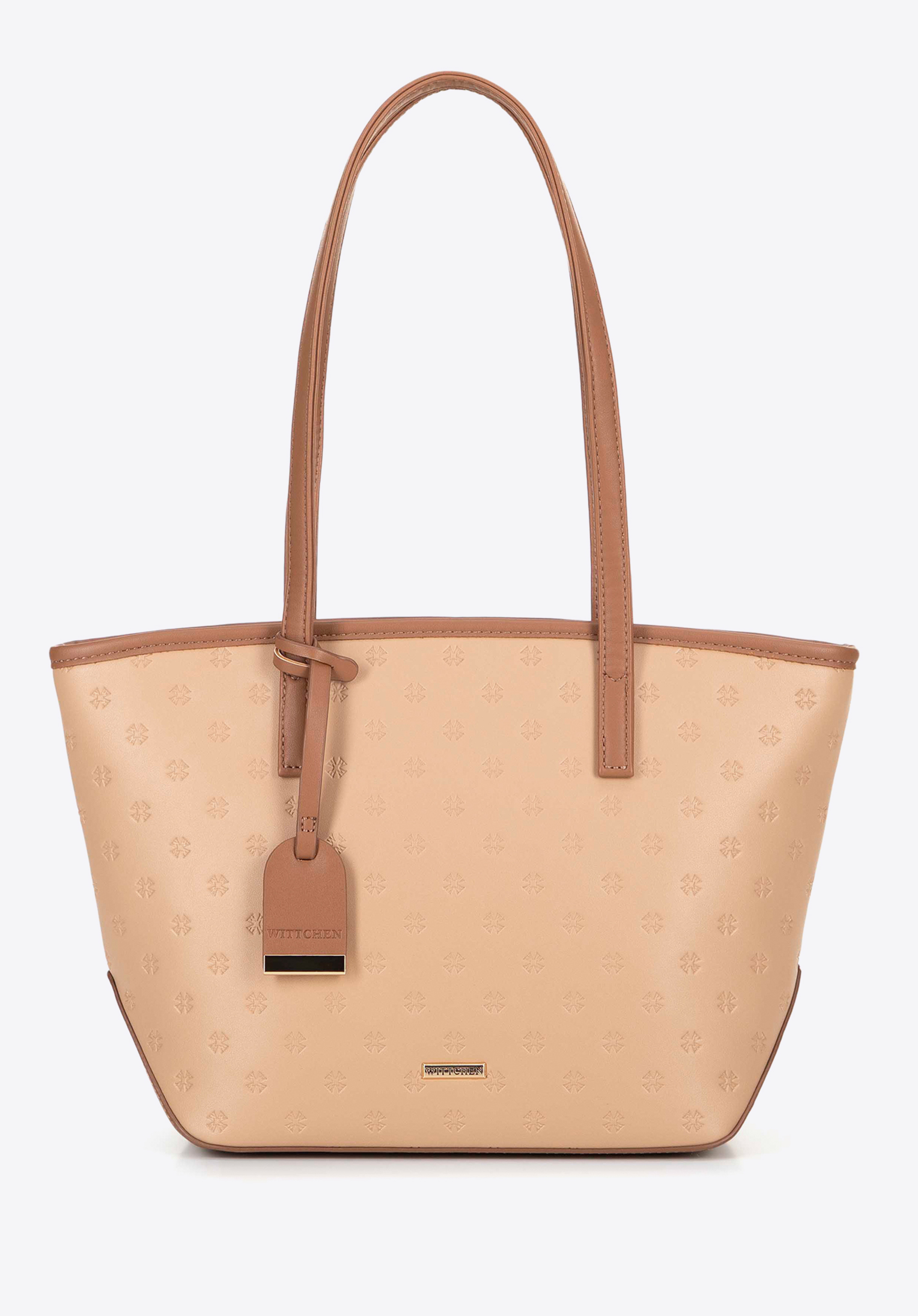 Жіноча сумка-шоппер з екошкіри середнього розміру, бежевий, 100-4Y-218-9, Фото 1