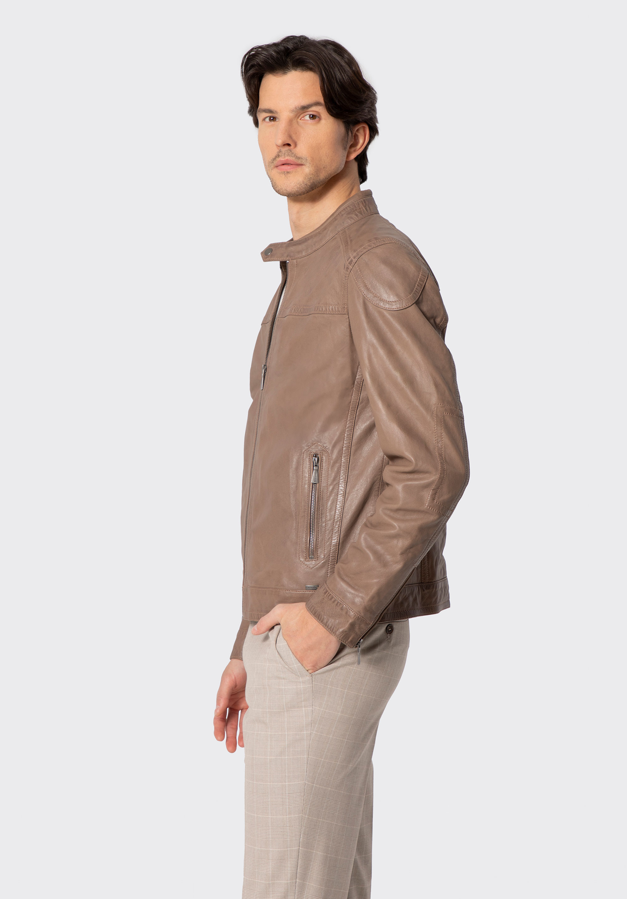 Чоловіча куртка з овечої шкіри, бежевий, 100-09-413-9-M, Фото 1
