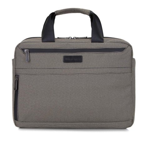 Мужская сумка для ноутбука 13 дюймов с небольшим боковым карманом, бежево- черный, 92-3P-102-8, Фотография 1