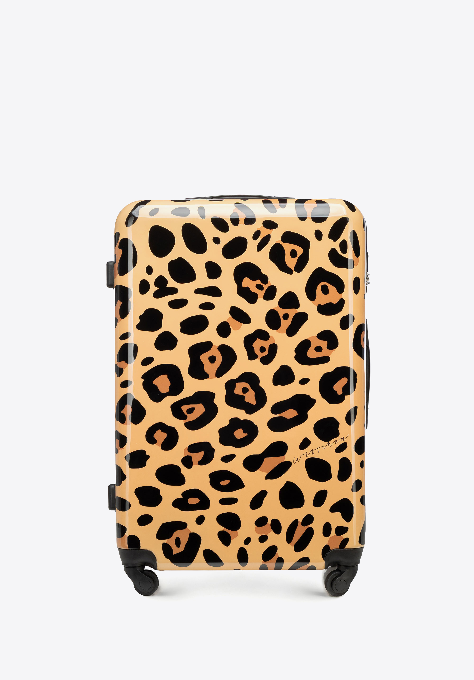 Велика валіза з ABS з принтом, бежево-коричневий, 56-3A-643-35, Фото 1