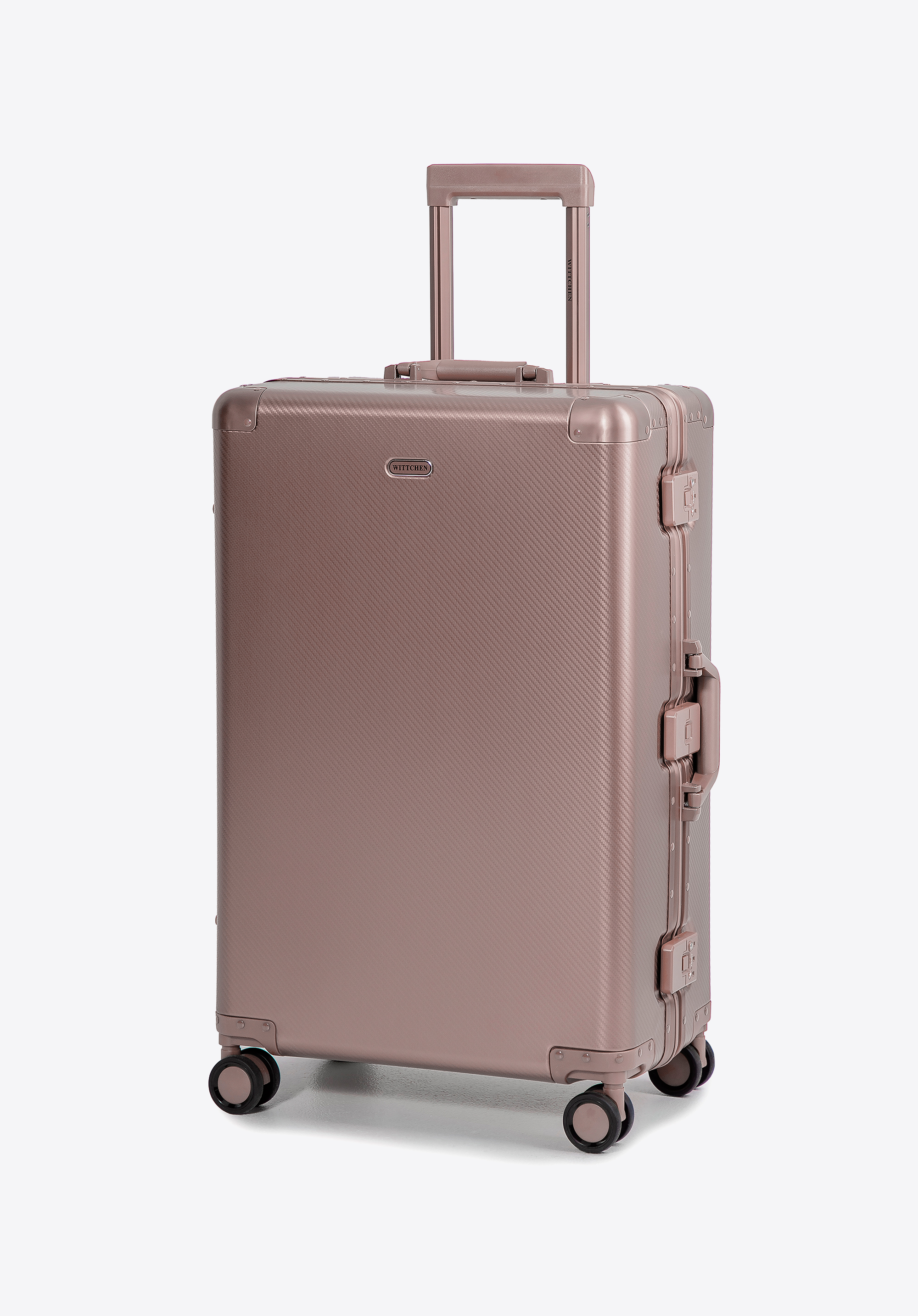 Набір алюмінієвих валіз маленького та середнього розміру, бежево-сірий, 56-3H-10S-8M, Фото 1