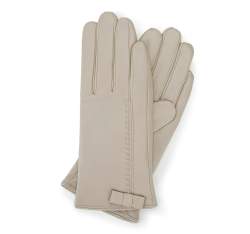 Женские кожаные перчатки с бантом, бежевый, 39-6-551-6A-M, Фотография 1