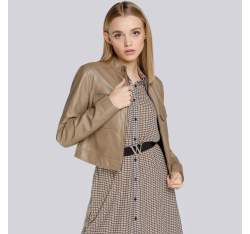 Женская короткая кожаная куртка, бежевый, 94-09-805-9-S, Фотография 1