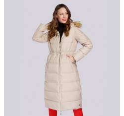 Женское стеганое пальто с резинкой на талии, бежевый, 93-9D-400-9-2XL, Фотография 1