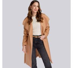 Женское пальто с добавлением шерсти на запах, бежевый, 93-9W-701-5-XL, Фотография 1