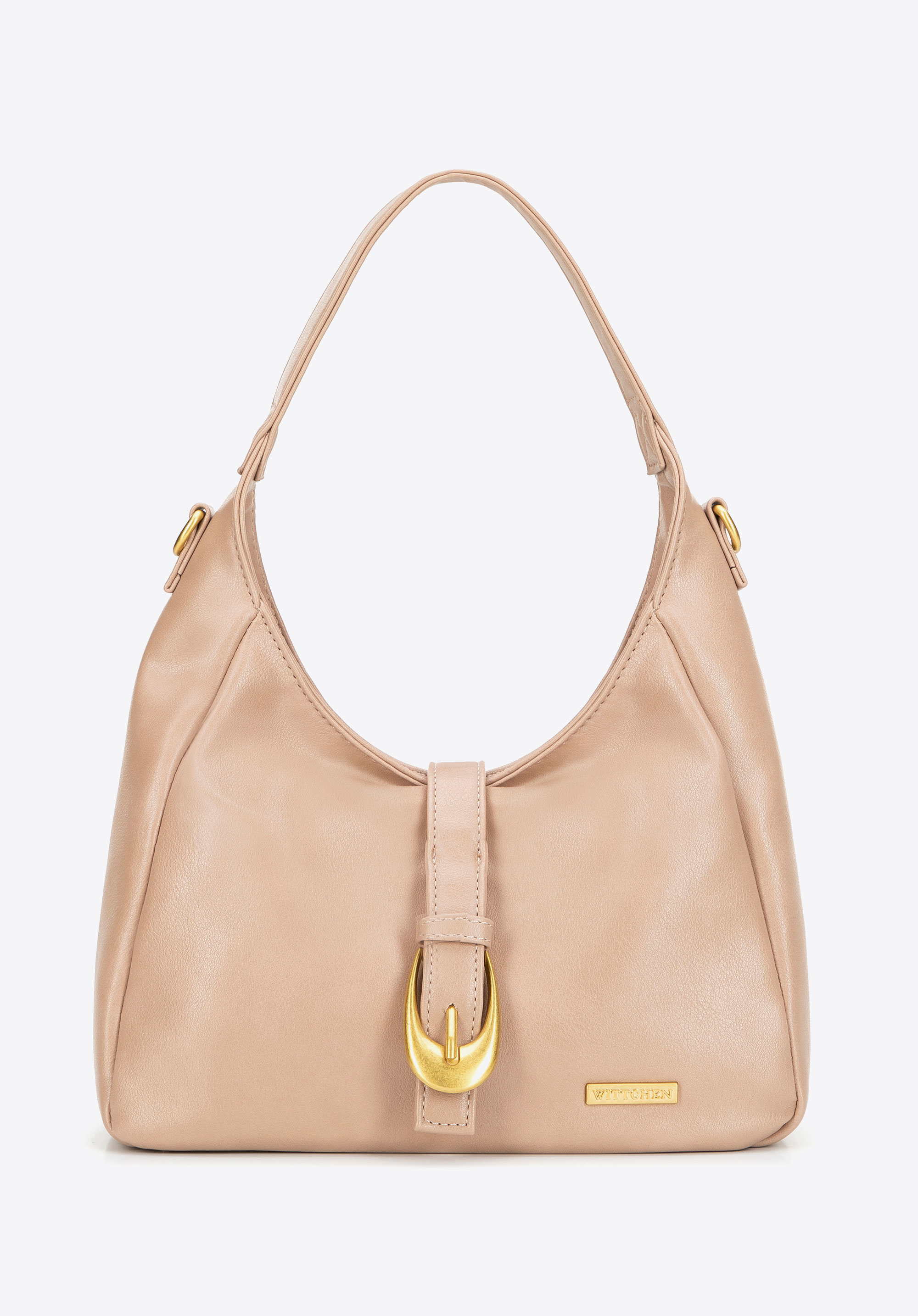 Dámská crossbody kabelka z umělé kůže s dvojitým zapínáním, béžová, 101-4Y-423-9, Obrázek 1
