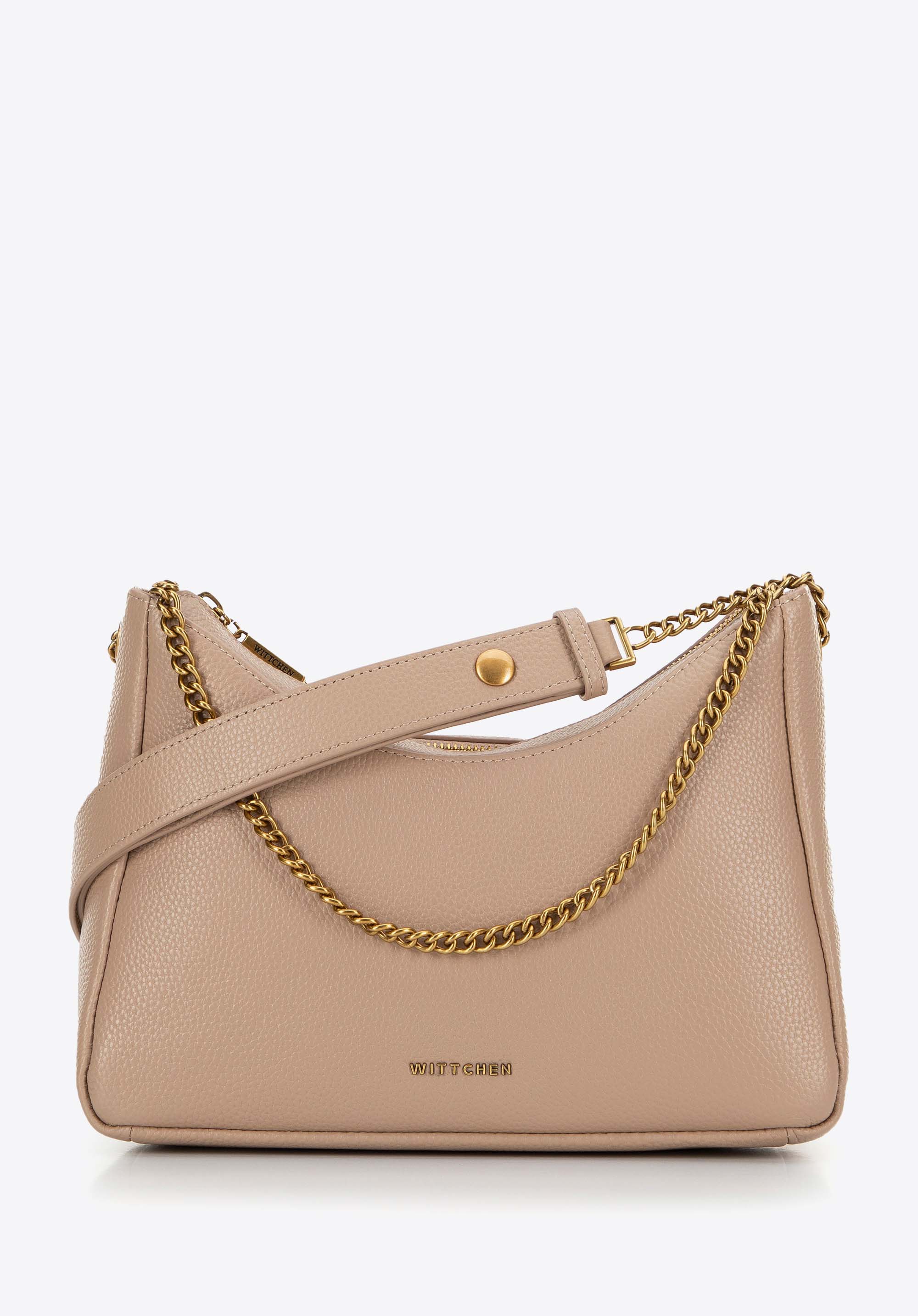 Dámska kožená bageta taška, béžová, 100-4E-606-9, Obrázok 1