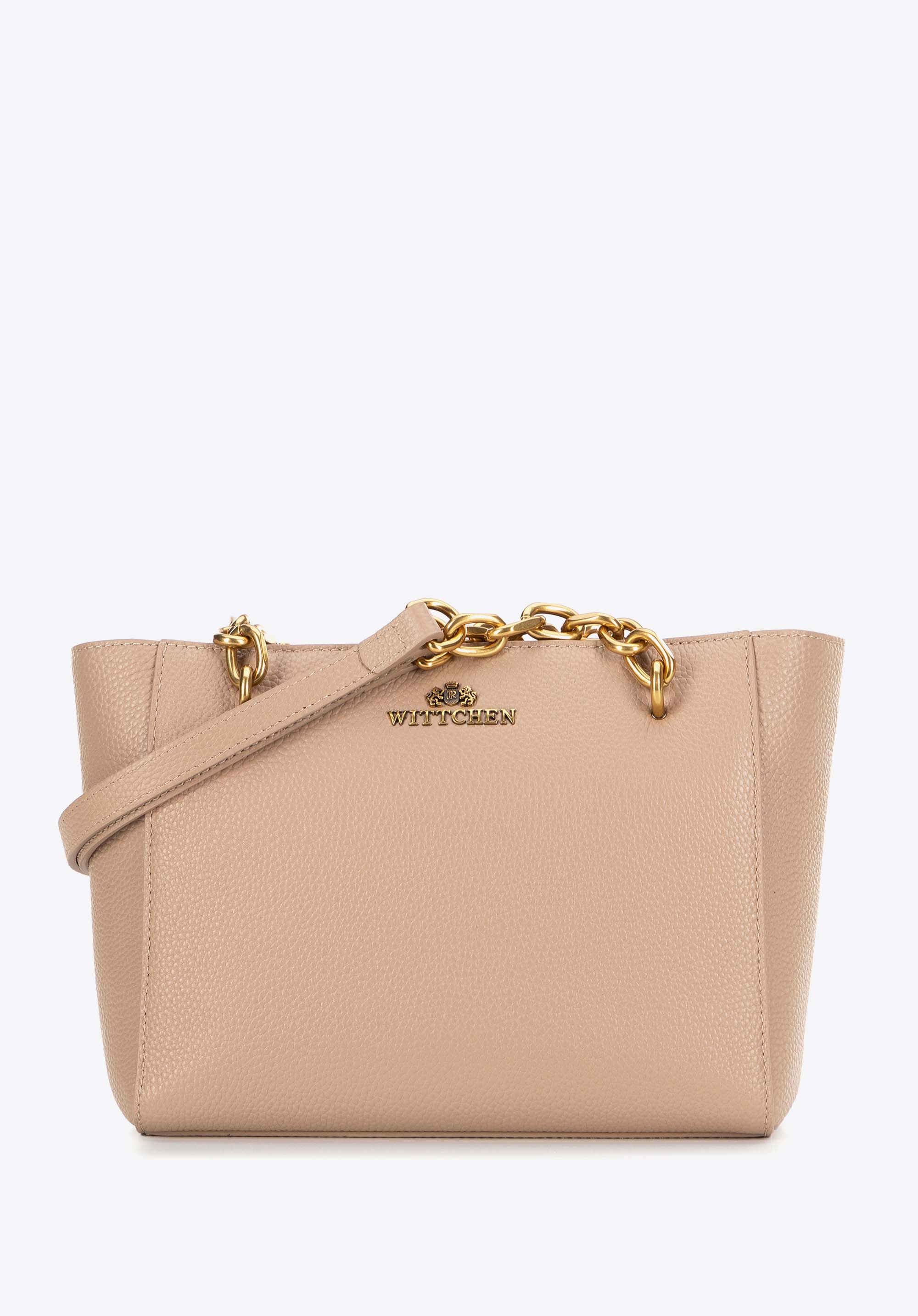 Dámska kožená kabelka, béžová, 100-4E-604-9, Obrázok 1