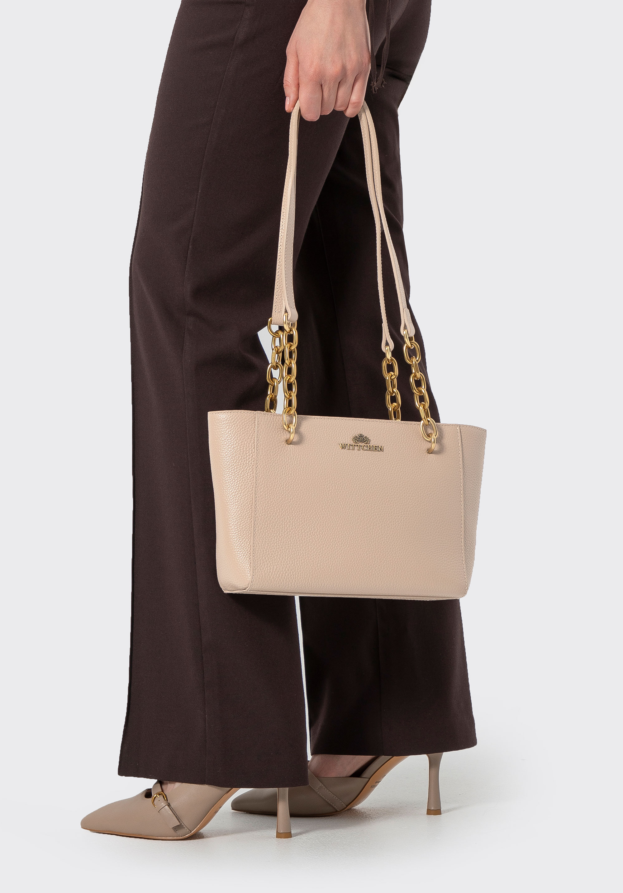 Dámská kožená kabelka, béžová, 100-4E-604-9, Obrázek 1