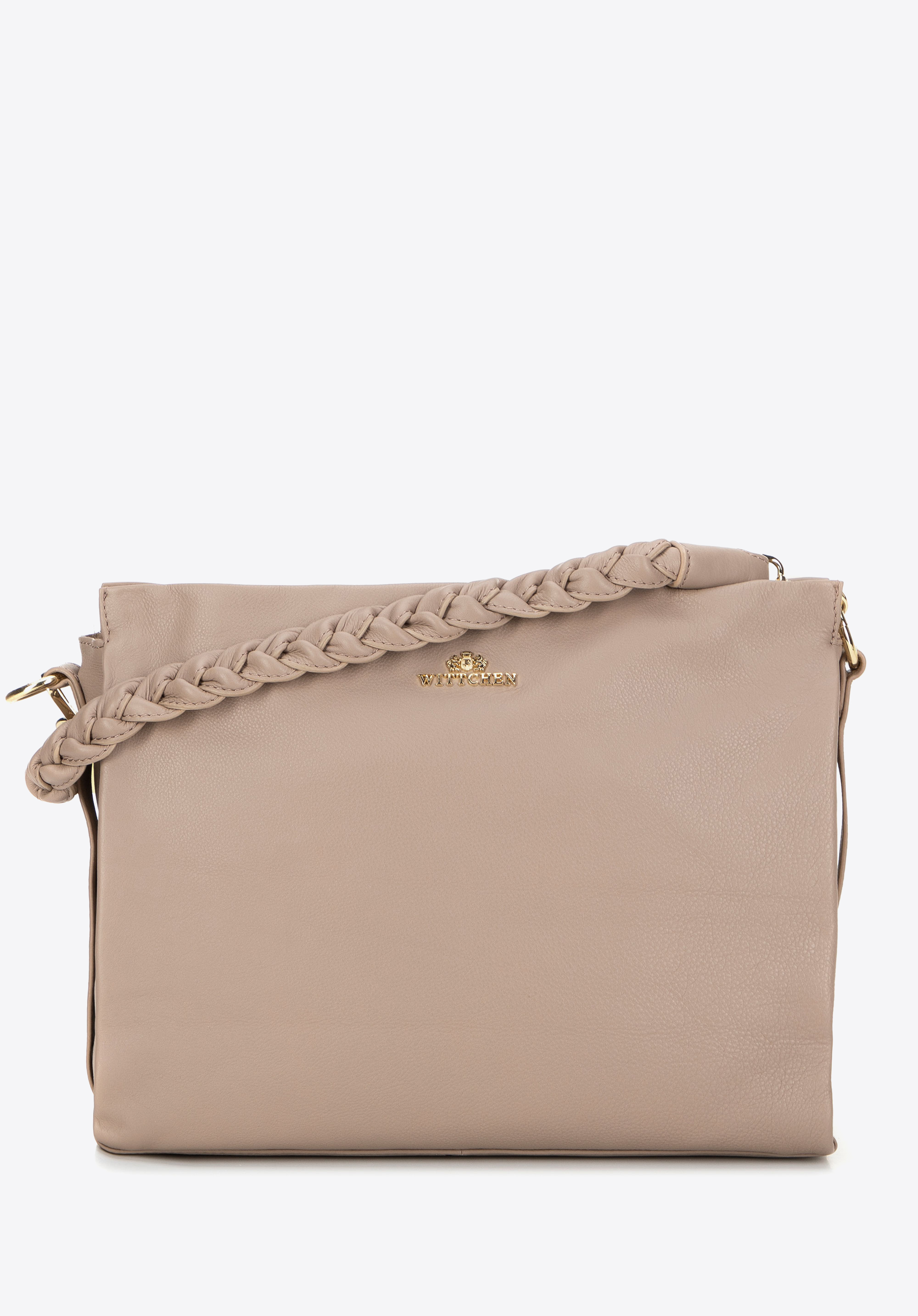 Dámska kožená kabelka s tkanou rúčkou, béžová, 99-4E-010-9, Obrázok 1