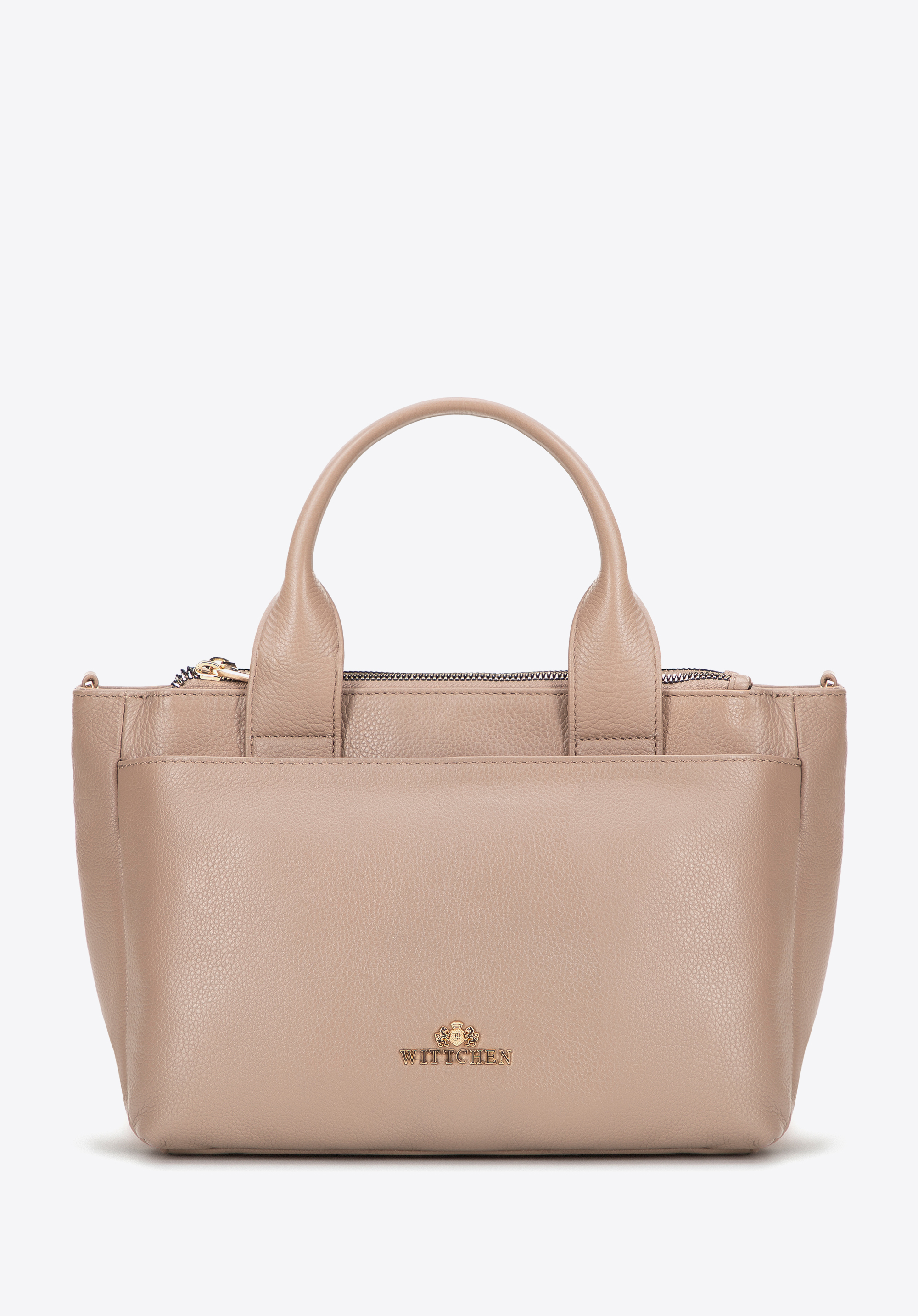 Dámská kožená taška s odnímatelným ramenním popruhem, béžová, 101-4E-806-9, Obrázek 1