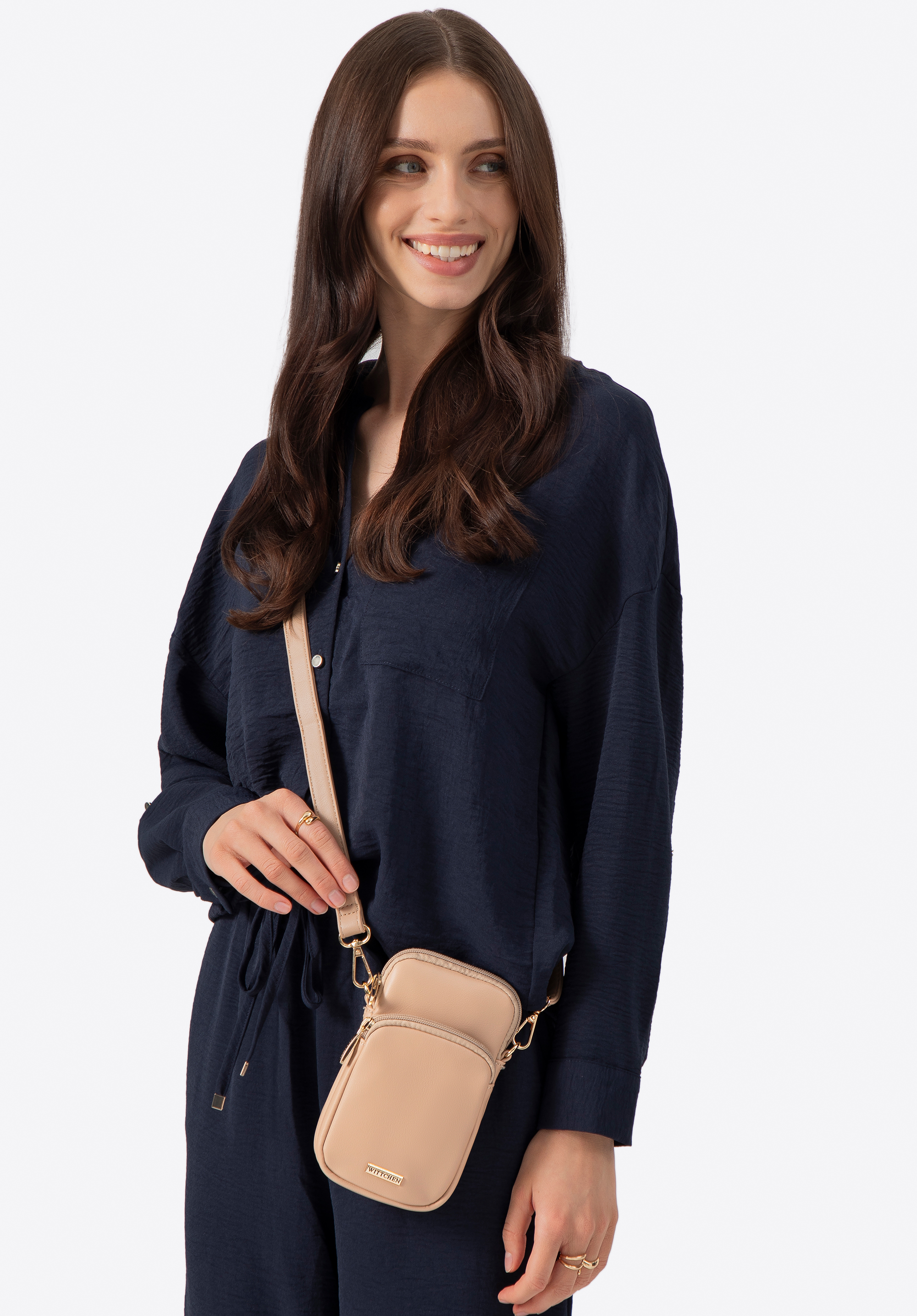 Dámska mini crossbody kabelka z umelej kože, béžová, 100-2Y-236-9, Obrázok 1