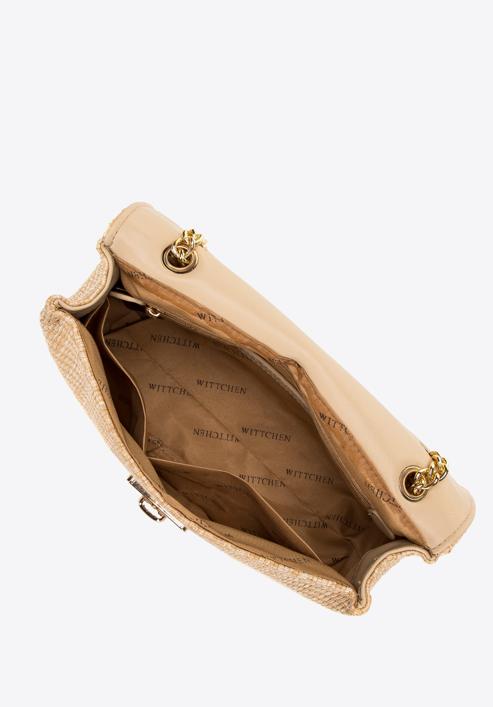 Dámská pletená kabelka s řetízkem, béžová, 98-4Y-408-6, Obrázek 4