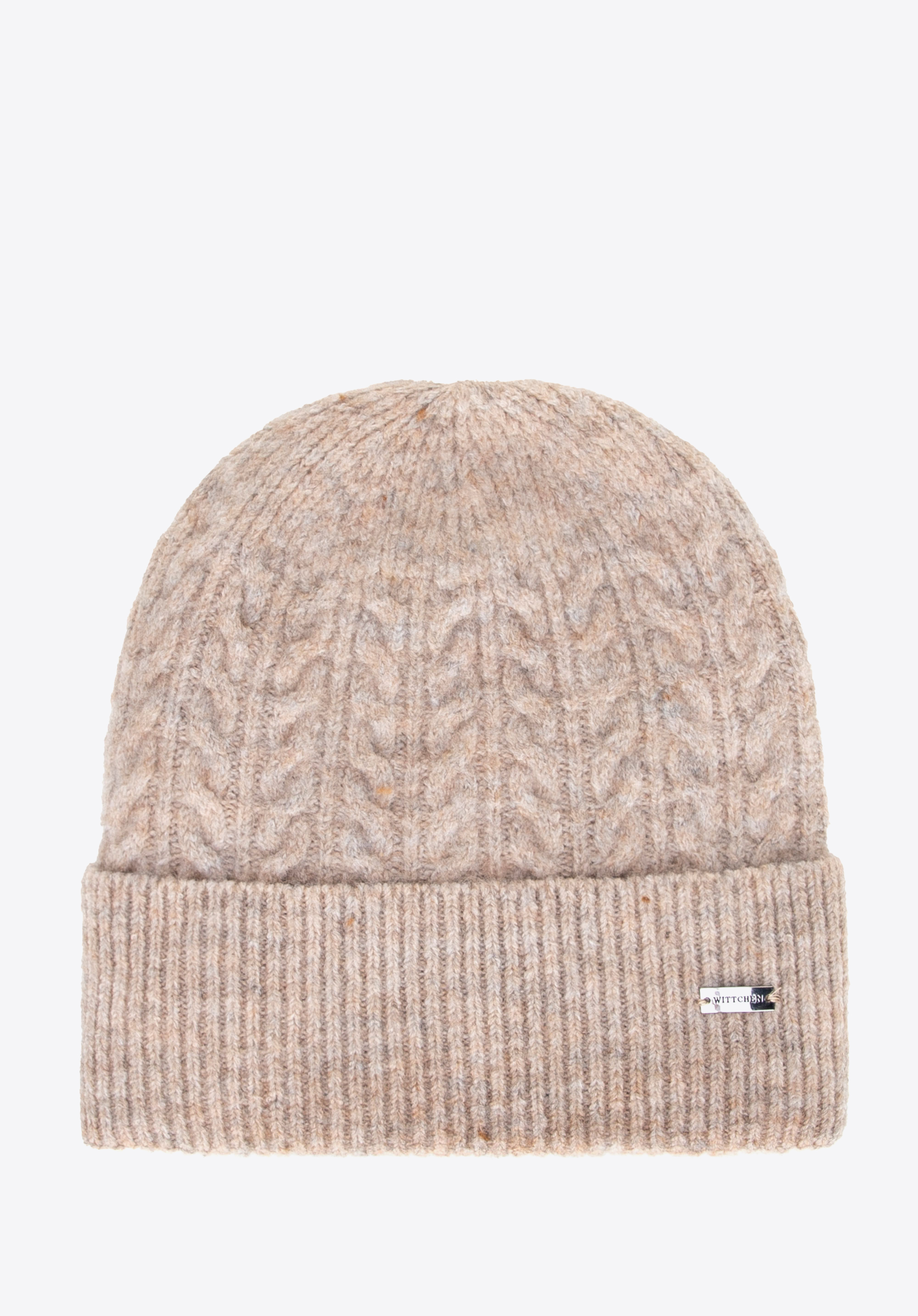 Dámská zimní souprava – čepice a nákrčník s copánkovým úpletem, béžová, 101-SF-209-9, Obrázek 1