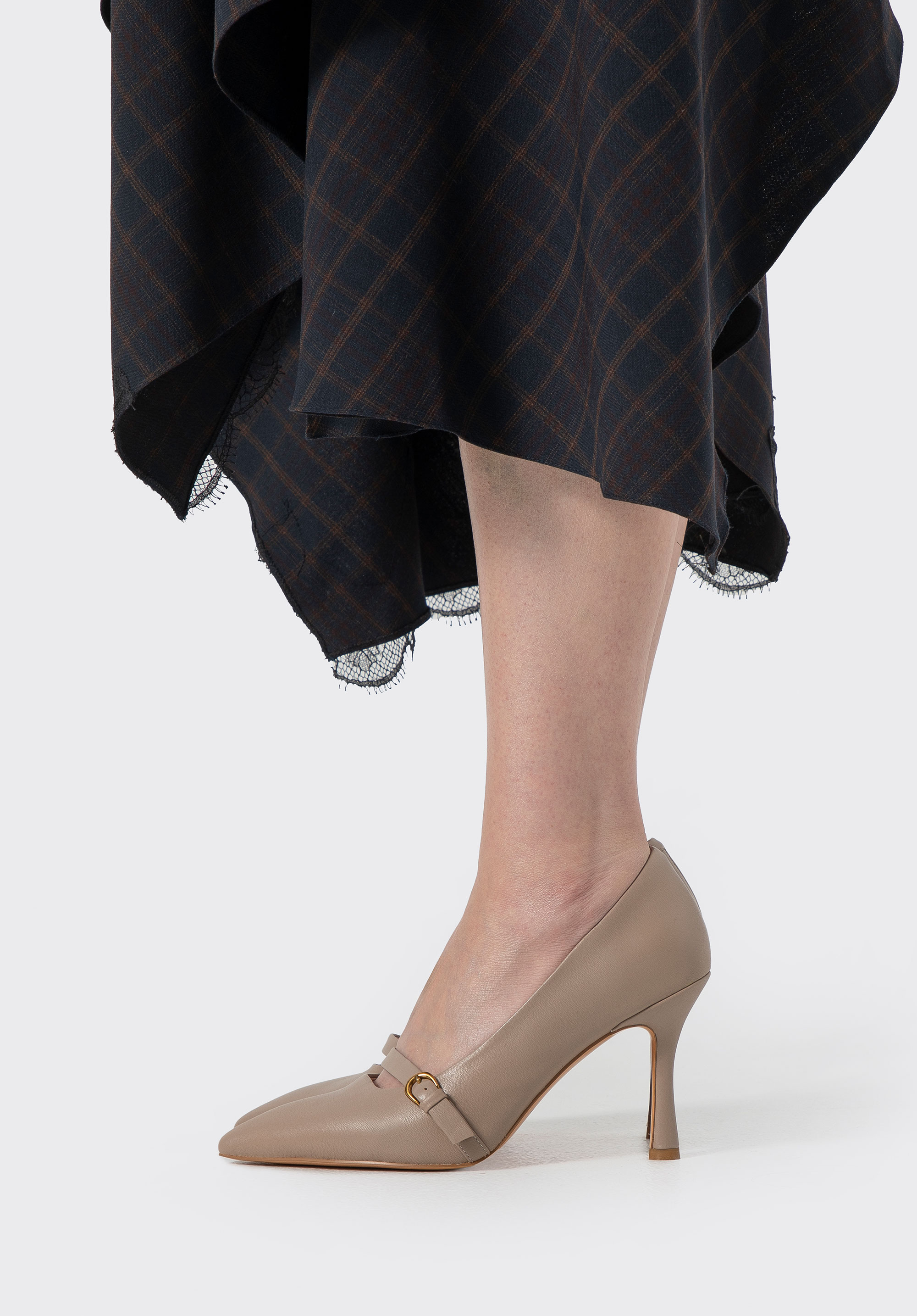 Dámske kožené kurty s detailom pracky, béžová, 100-D-510-9-41, Obrázok 1