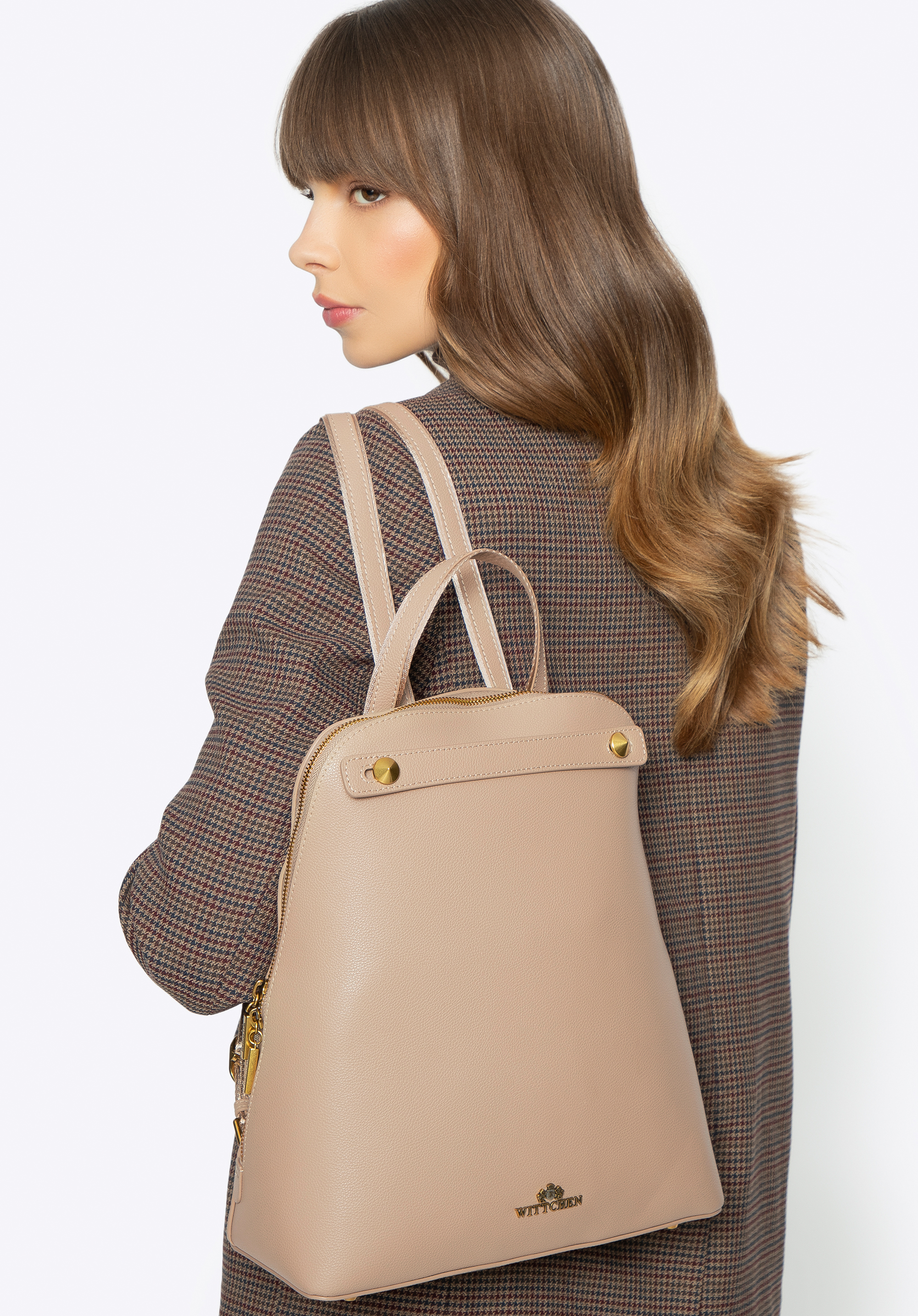 Dámský kožený batoh, béžová, 100-4E-601-9, Obrázek 1