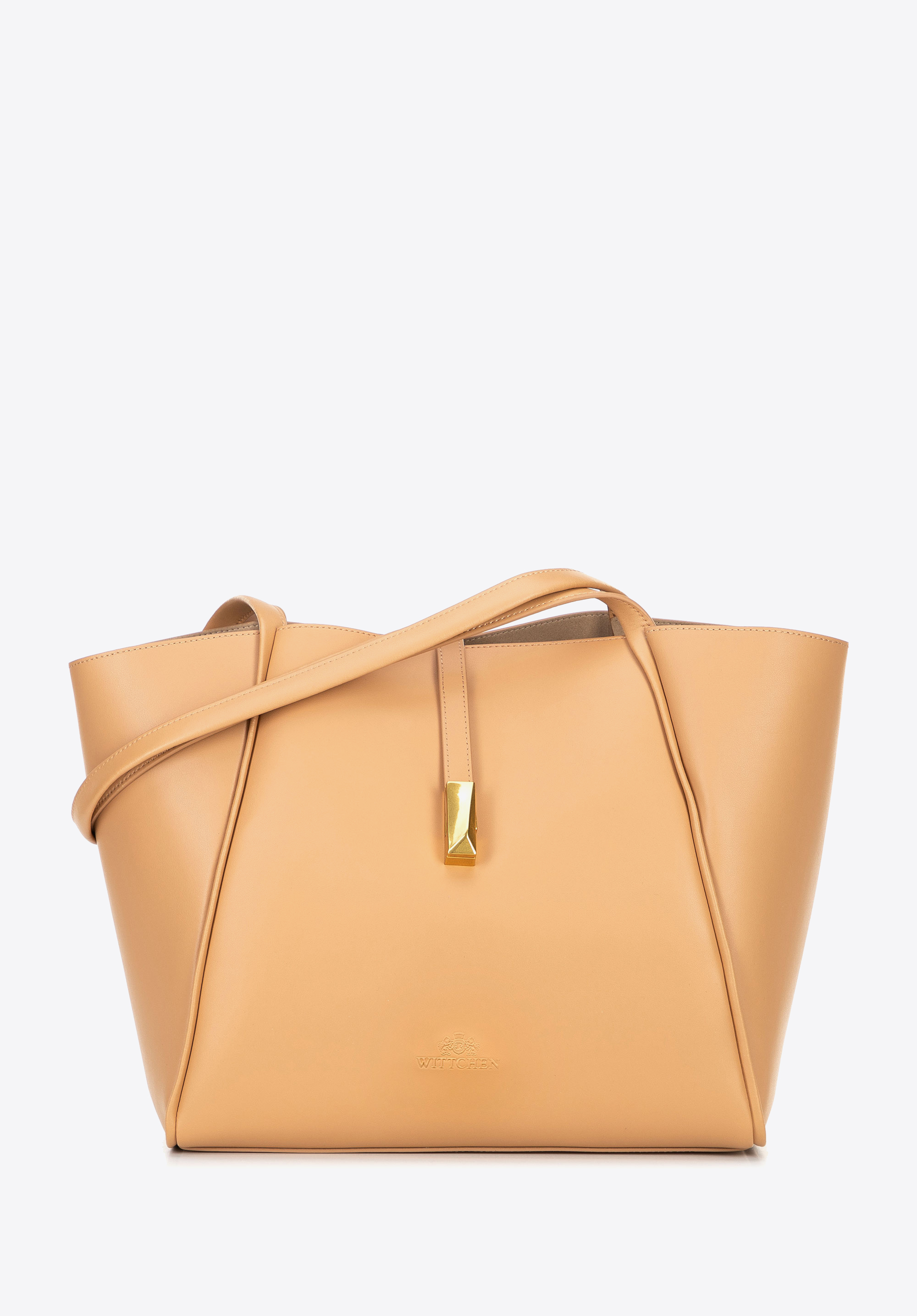 Kožená nákupná taška s odnímateľným vreckom, béžová, 100-4E-201-9, Obrázok 1