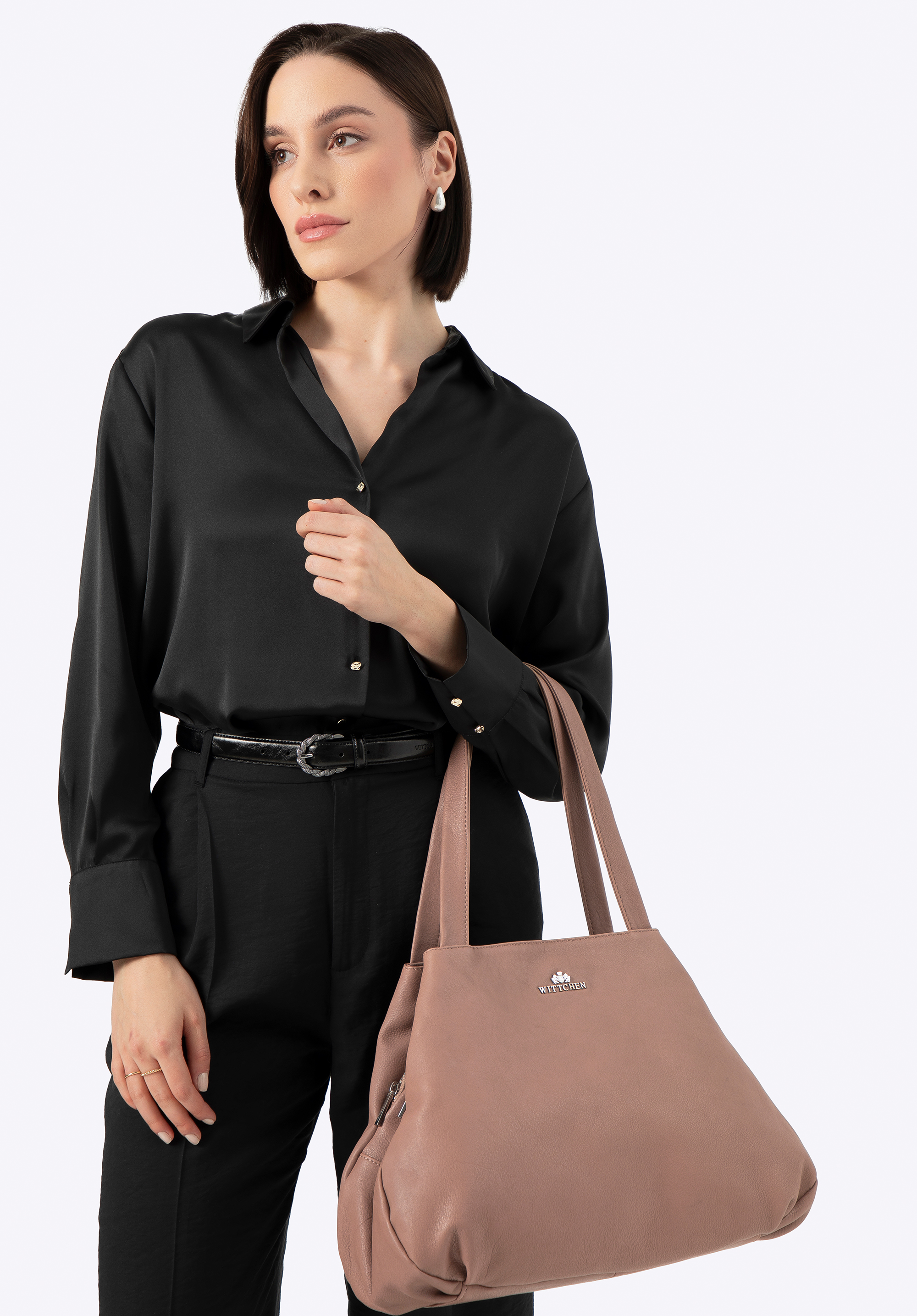 Dámská kabelka z přírodní kůže, béžová, 100-4E-806-9, Obrázek 1