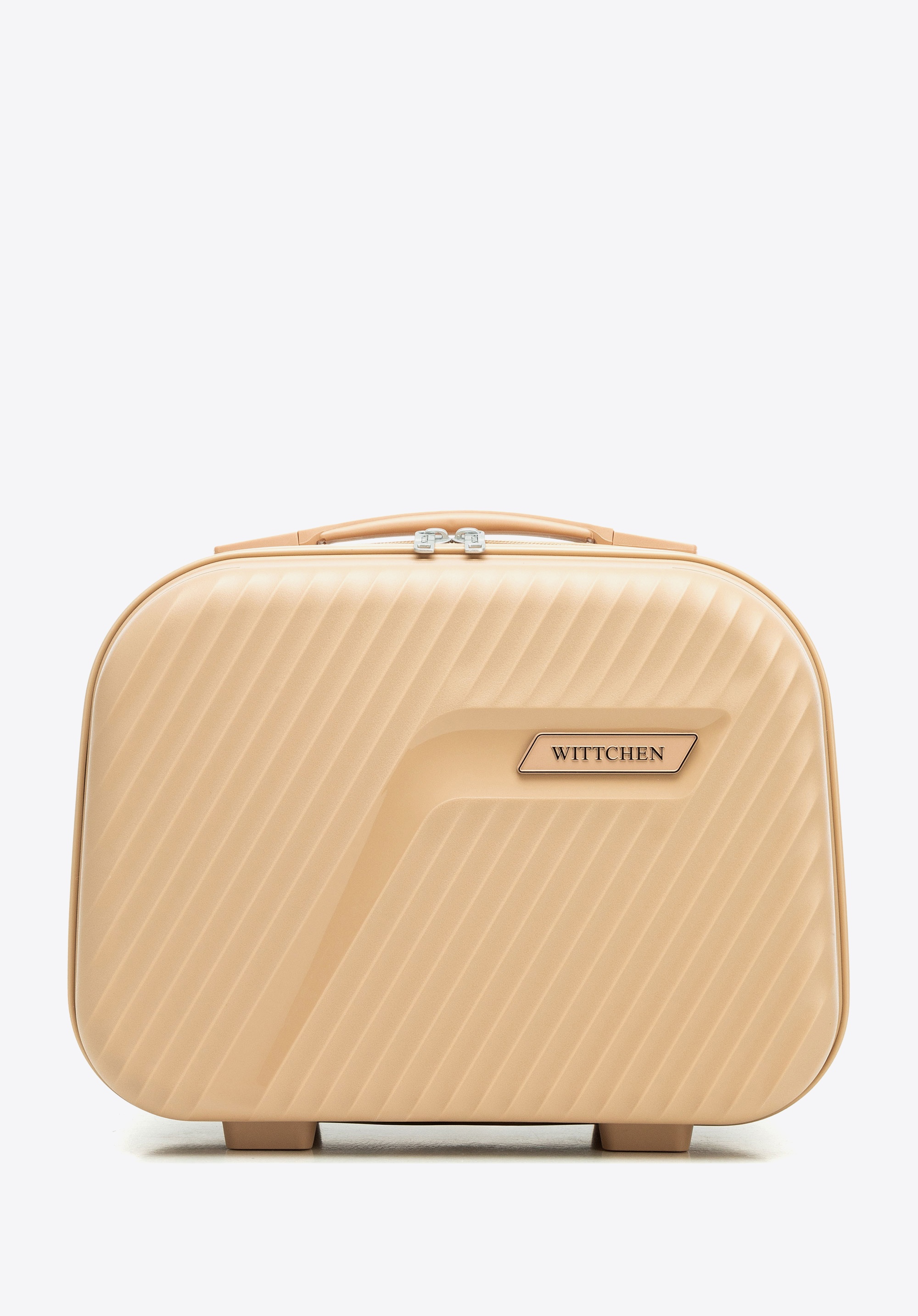 Kozmetické puzdro z polypropylénu s diagonálnym vzorom, béžová, 56-3T-504-86, Obrázok 1