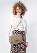 Malá dámská kožená kabelka s ozdobným řetízkem, béžová, 98-4E-212-9, Obrázek 16