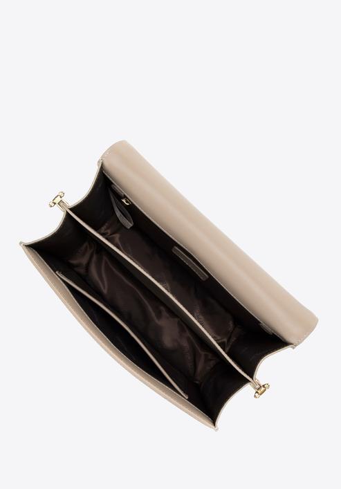 Malá dámská kožená kabelka s ozdobným řetízkem, béžová, 98-4E-212-5, Obrázek 4