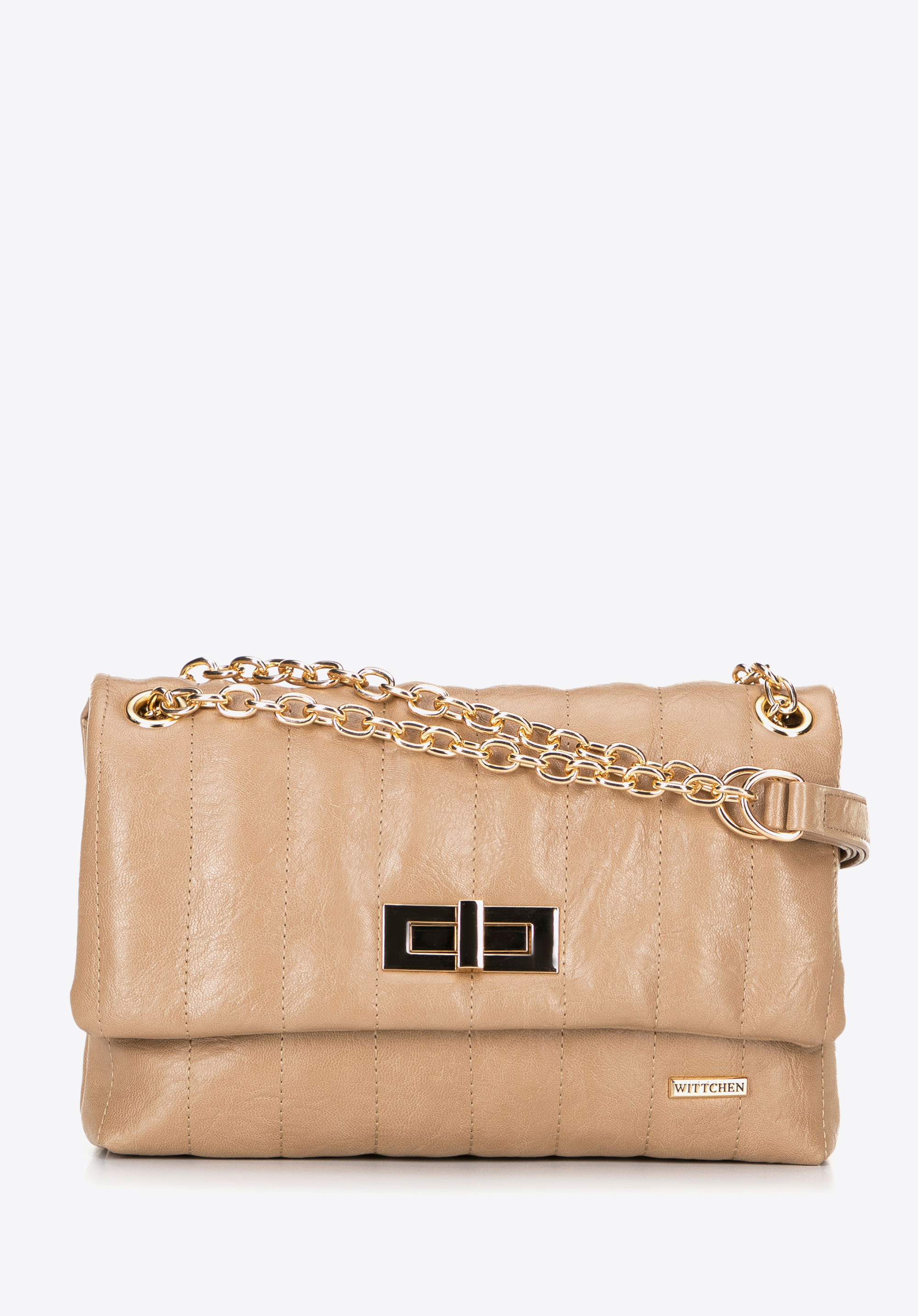 Malá dámská taška s klopou z umělé kůže, béžová, 100-4Y-419-9, Obrázek 1