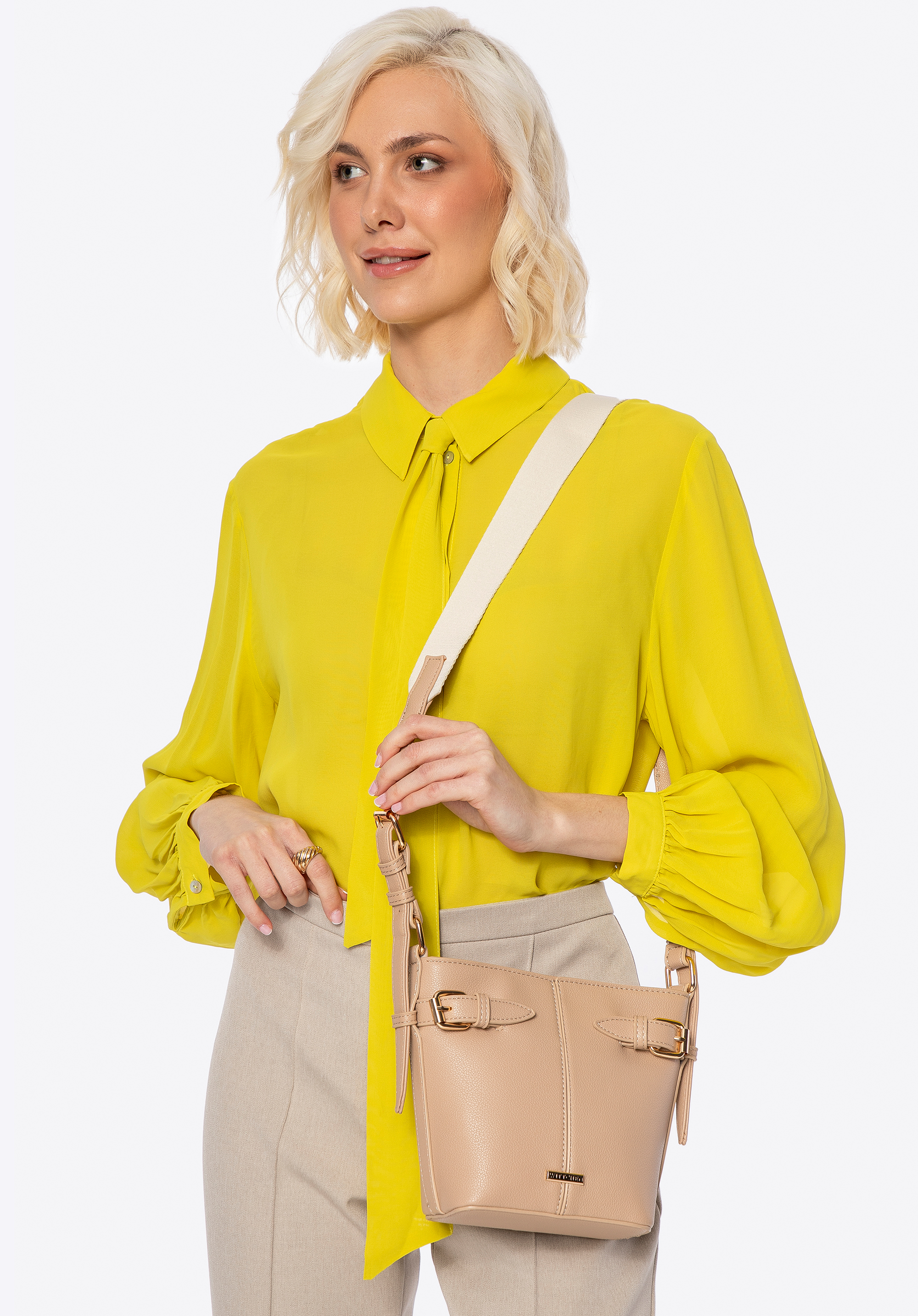 Malá taška z imitácie kože, béžová, 100-4Y-210-0, Obrázok 1