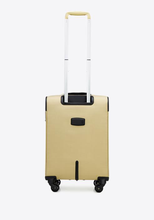 Malý měkký kufr s lesklým zipem na přední straně, béžová, 56-3S-851-35, Obrázek 3