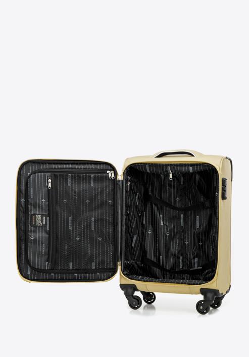 Malý měkký kufr s lesklým zipem na přední straně, béžová, 56-3S-851-90, Obrázek 5