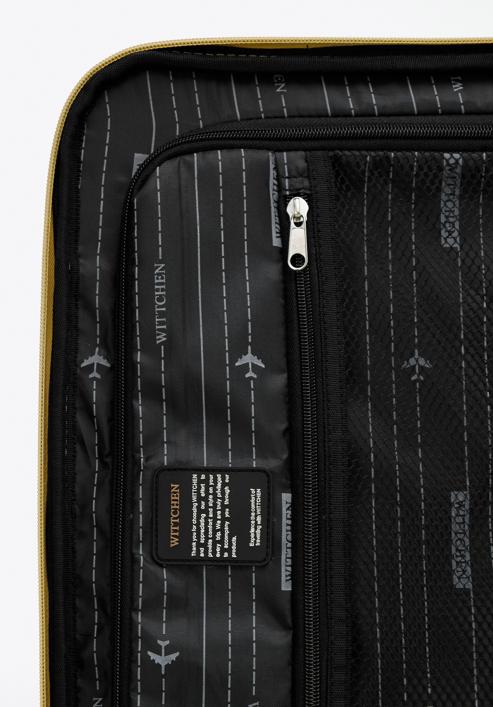 Malý měkký kufr s lesklým zipem na přední straně, béžová, 56-3S-851-90, Obrázek 8