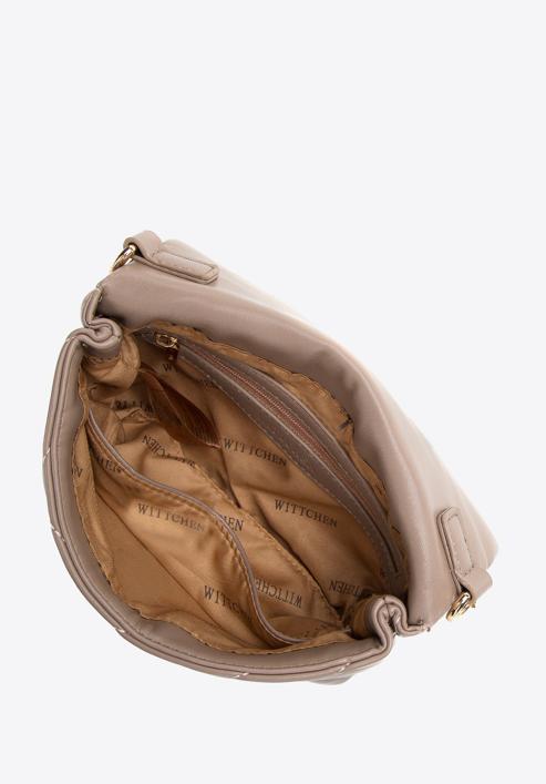 Mini kabelka z geometrický prošívané ekologické kůže, béžová, 97-4Y-529-1S, Obrázek 3