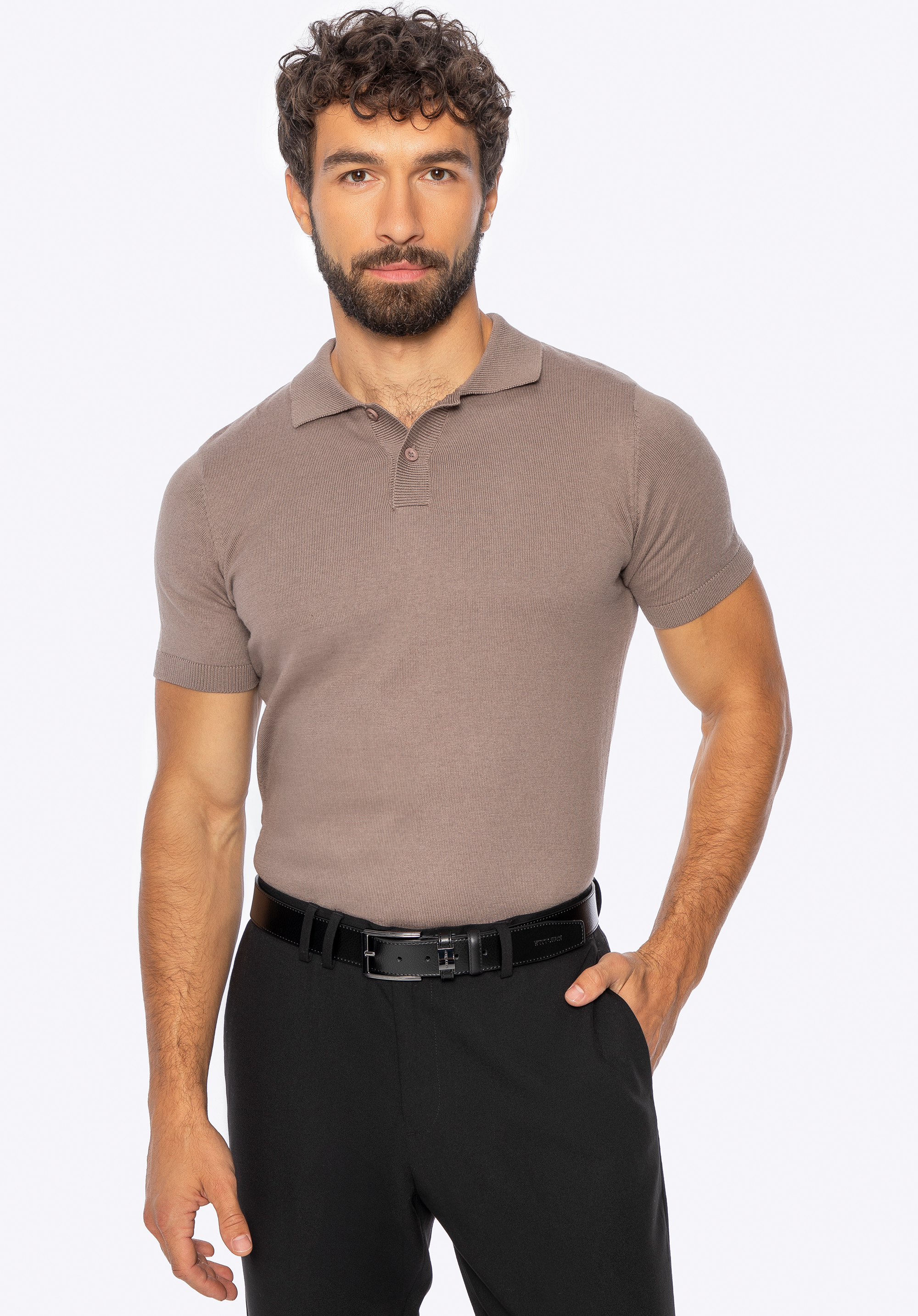 Pánský svetr ze směsi bavlny a kašmíru, béžová, M0-99-105-9-2XL, Obrázek 1