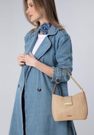 Pletená dámská kabelka s řetízkem, béžová, 98-4Y-410-9, Obrázek 1