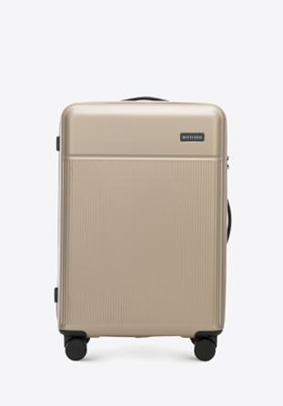 Střední kufr se svislými pruhy vyroben z ABS-u, béžová, 56-3A-802-88, Obrázek 1
