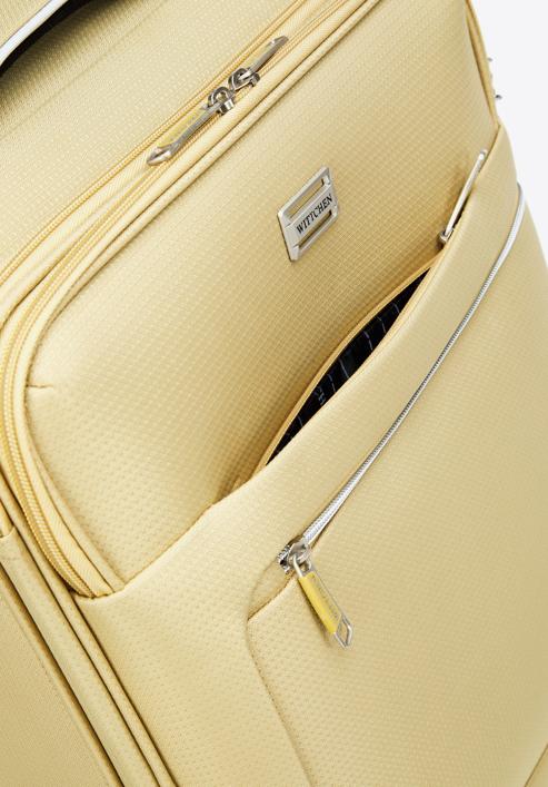 Velký měkký kufr s lesklým zipem na přední straně, béžová, 56-3S-853-86, Obrázek 11