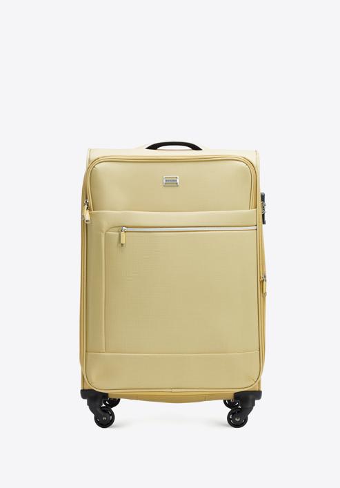 Sada měkkých kufrů s lesklým předním zipem, béžová, 56-3S-85S-90, Obrázek 2