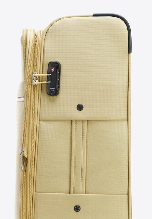 Velký měkký kufr s lesklým zipem na přední straně, béžová, 56-3S-853-80, Obrázek 7