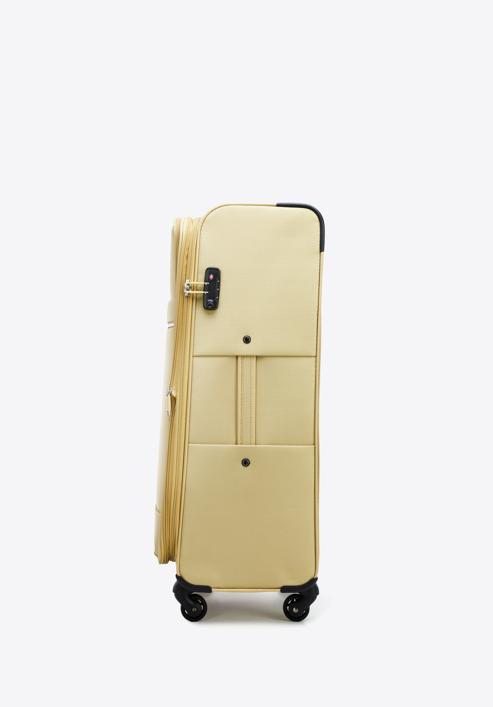 Velký měkký kufr s lesklým zipem na přední straně, béžová, 56-3S-853-86, Obrázek 2