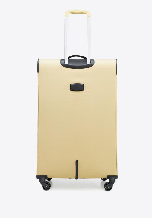 Velký měkký kufr s lesklým zipem na přední straně, béžová, 56-3S-853-80, Obrázek 3